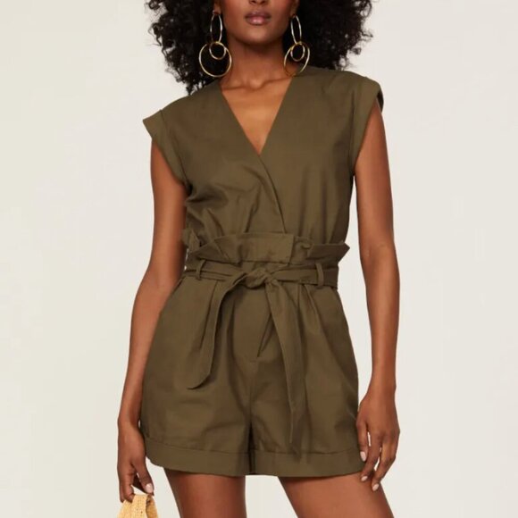 MARISSA WEBB Olive Canvas Romper Size 6 - Picture 1 of 6